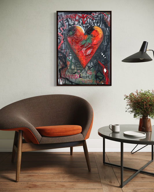 "Simple Raw Exposure" Mixed Media Heart Painting